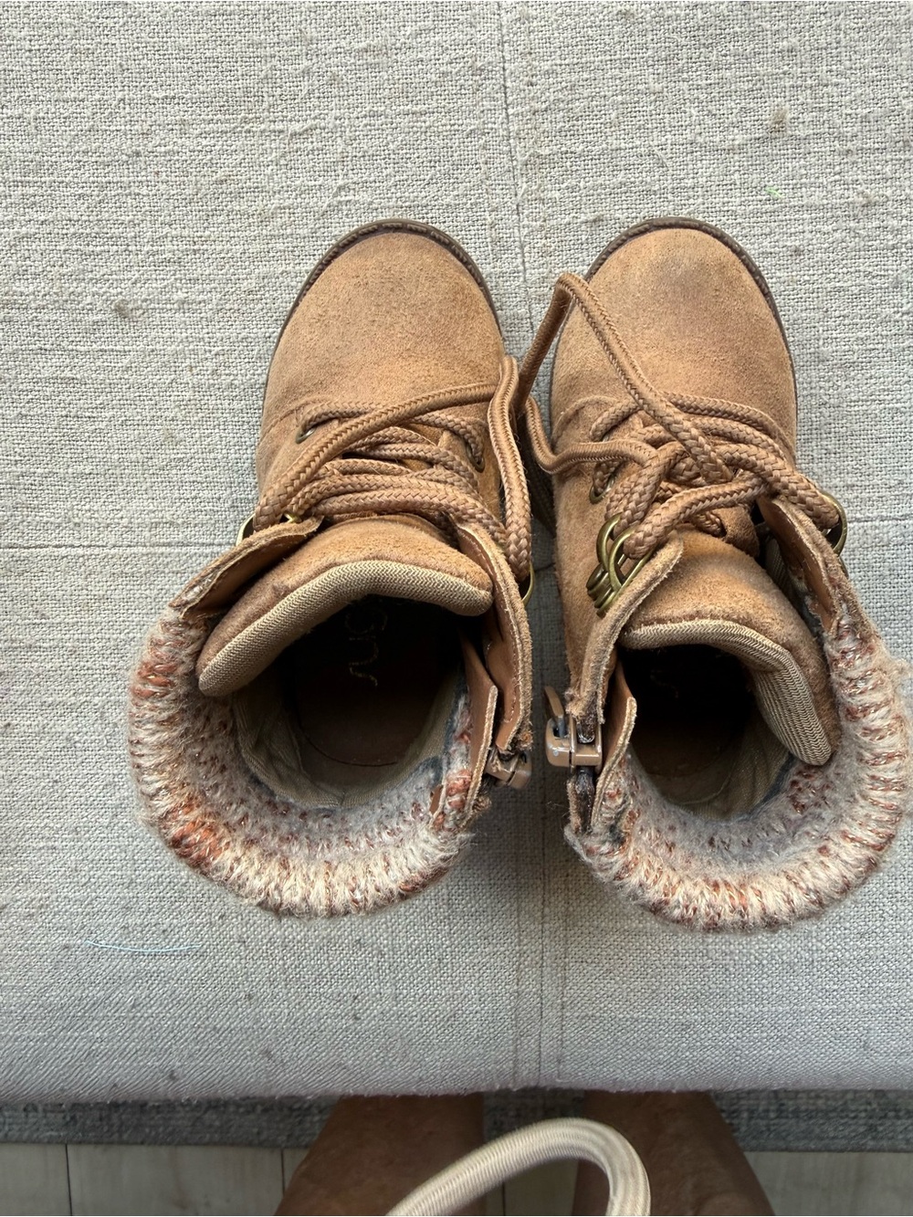 Toddler Tan Faux-Suede Lace-Up Winter Boots